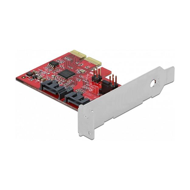 Kartë Zgjerimi PCI Express Delock 90406 / PCIe 2.0 x2 / 2x SATA 6Gbps / RAID 1 / Asmedia ASM1062R / Low Profile - 2