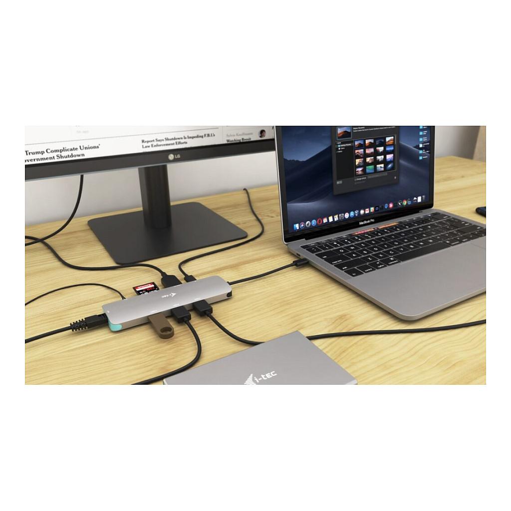 Docking Station i-tec C31NANOLANPD100, USB-C, HDMI 4K 60Hz, 3x USB-A, Gigabit Ethernet, Power Delivery 100W - Gri - 6