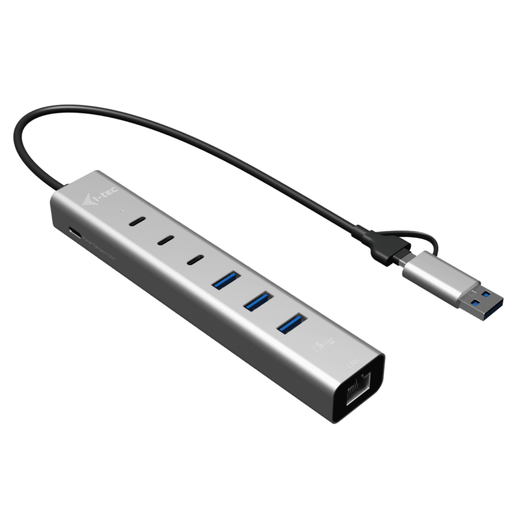 Hub USB-C/USB-A i-tec CAHUBMETAL6LANPD, 3× USB-C, 3× USB-A, Gigabit Ethernet, 85W PD - Argjend - 3