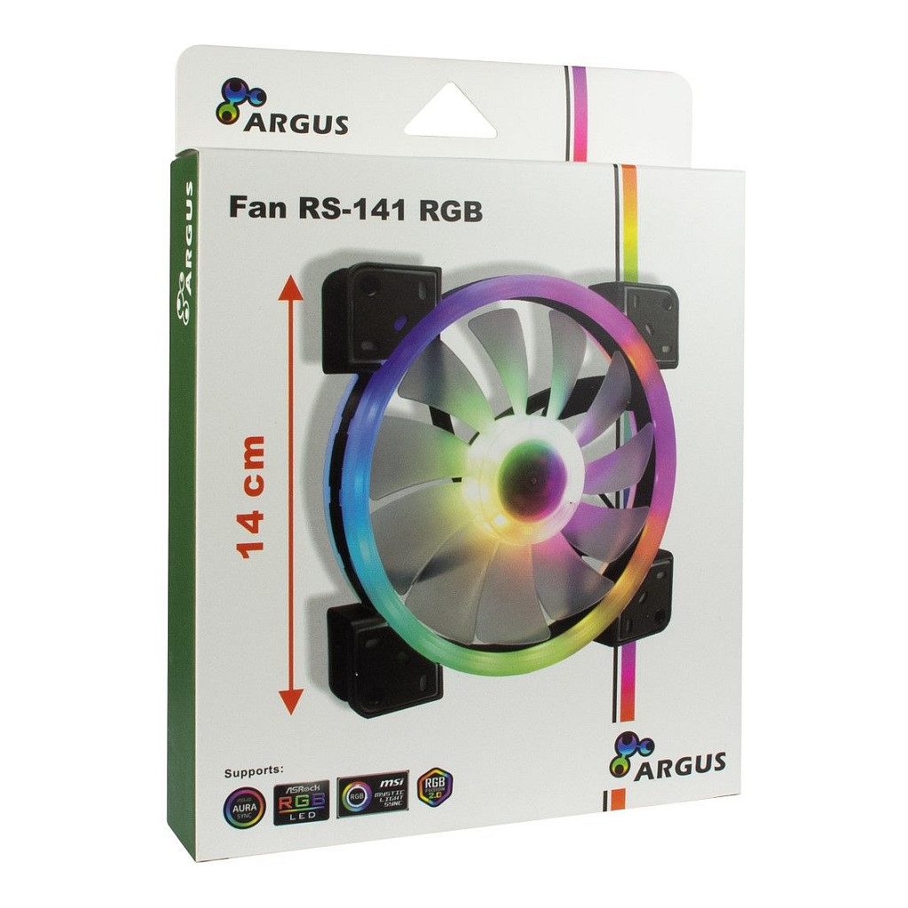 FtohĂ«s pĂ«r KasĂ« Inter-Tech Argus RS-141 RGB / 140mm / 25mm / 1200 RPM / PWM / 64.73 mÂł/h / 26 LED / RGB â ZezĂ« - 3