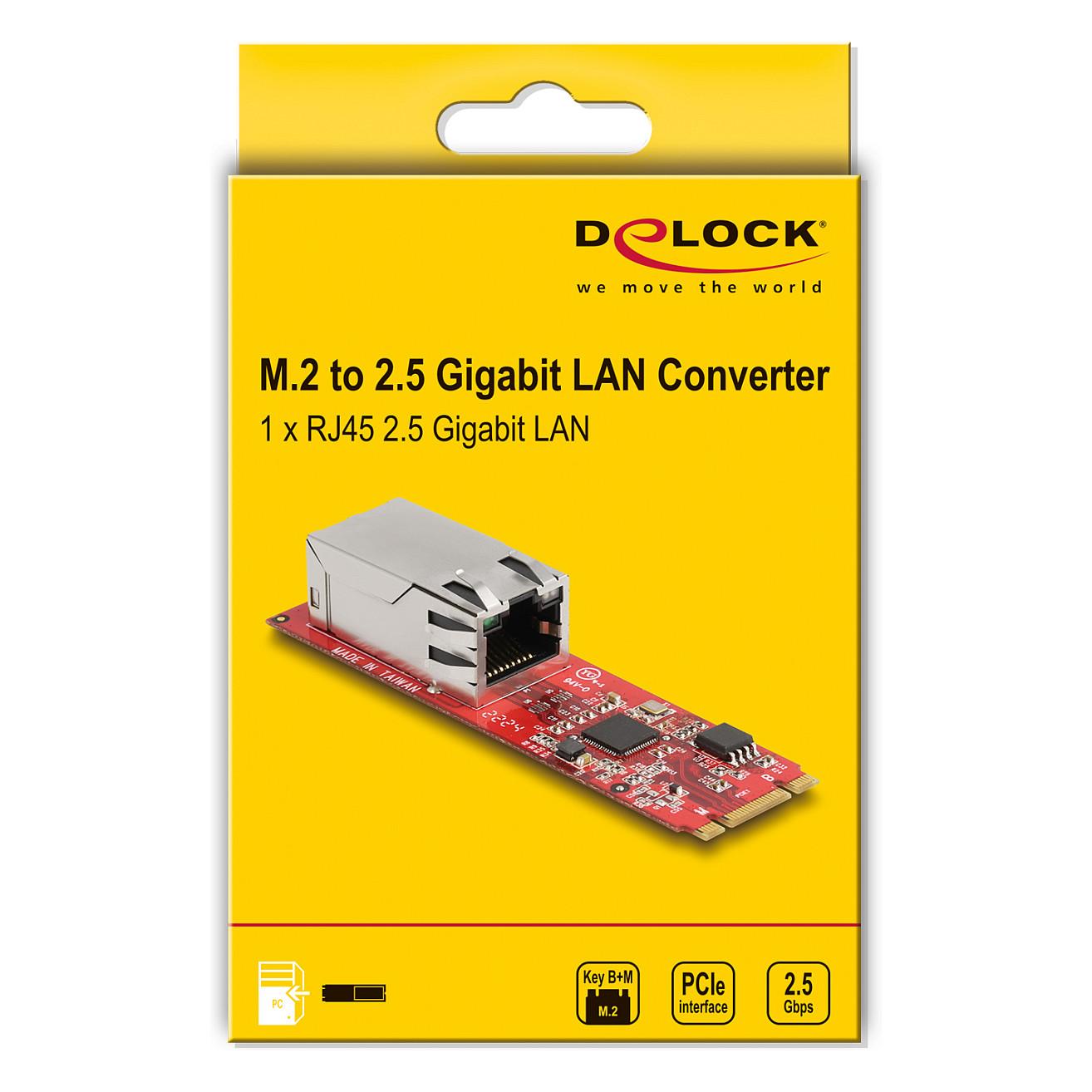 Kartë Rrjeti DeLOCK 62985, M.2 2280, 2.5 Gigabit Ethernet, RJ-45, PCIe 2.0 - 4