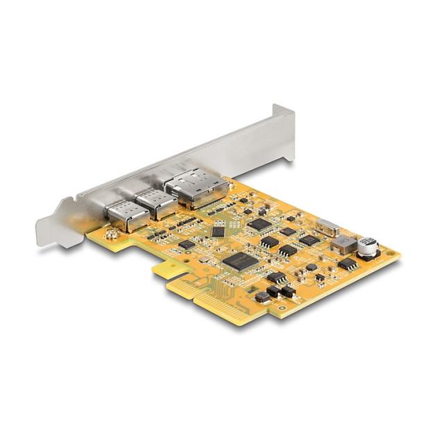 Kartë Zgjerimi PCI Express Delock 90161 / PCIe 3.0 x4 / 2x USB Type-C 10Gbps + DisplayPort / ASMedia ASM3142 / Low Profile - Verdhë
