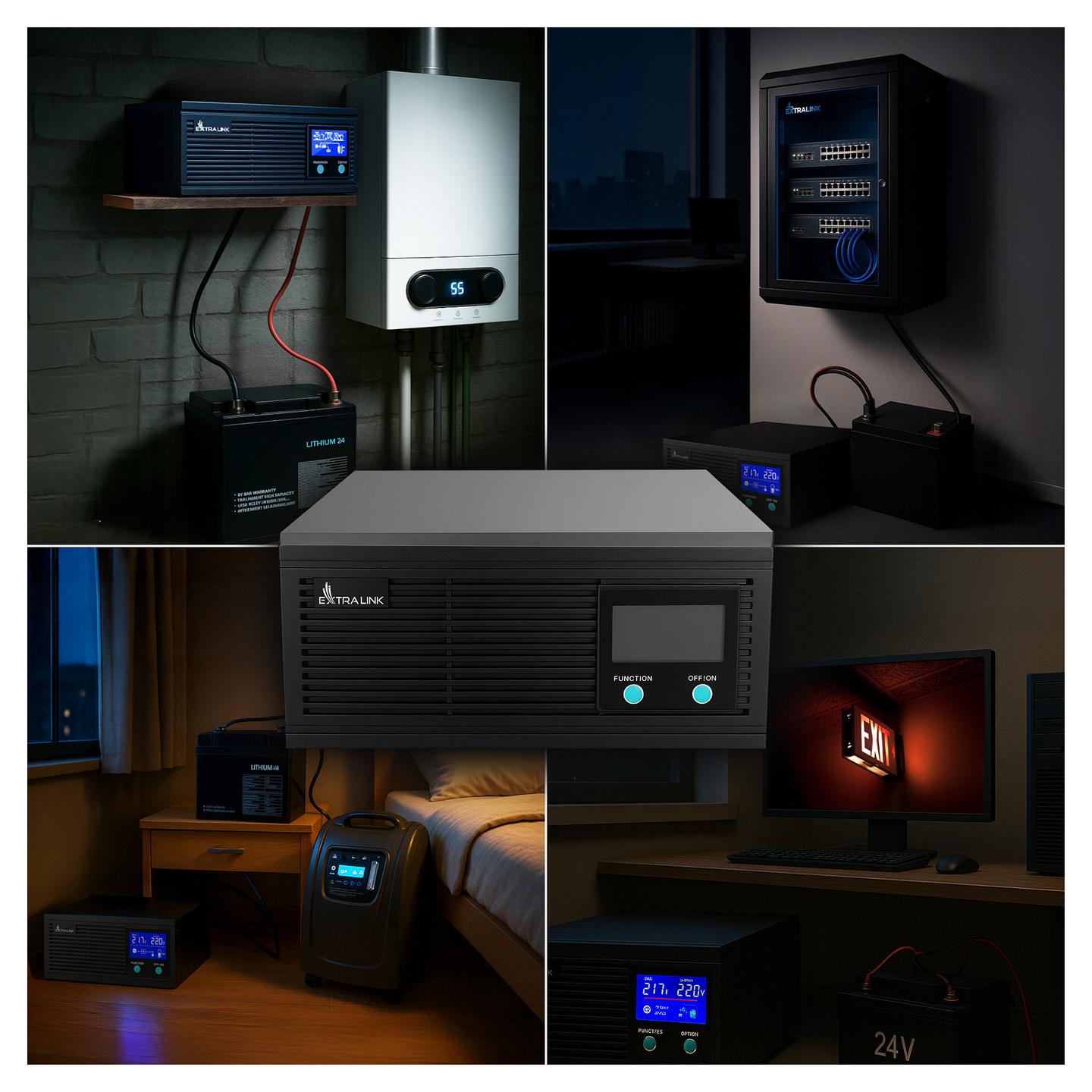 Inverter Extralink Piorun EX.31148, 24 V, 2000 VA, 1600 W, Sinus i pastër - Zezë - 20