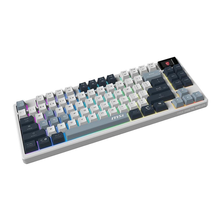 Tastierë Gaming MSI FORGE GK600 TKL / 83 keys / WIRELESS SKY / Mekanike / 4000mAh / RGB – Blu/Bardhë - 2