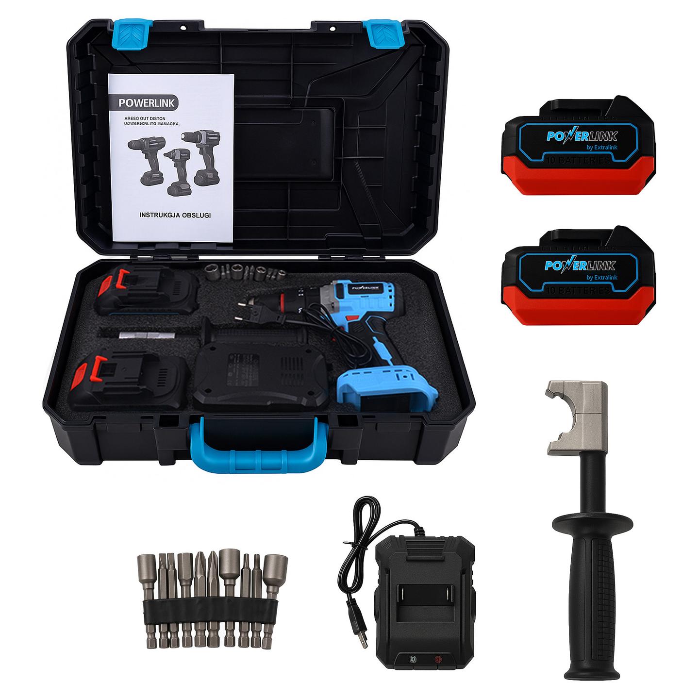 Shpuese me Bateri Extralink Powerlink PWL-06, 20V, 13mm, 120Nm, 2x4Ah - Zezë/Blu - 4