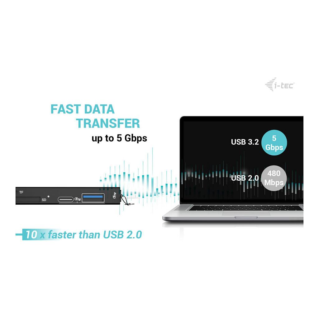 Lexues Kartelash i-tec CADONGLEUSBSD, SD, microSD/TF, 2x USB, USB 3.0, USB-C, USB-A - Zezë - 7