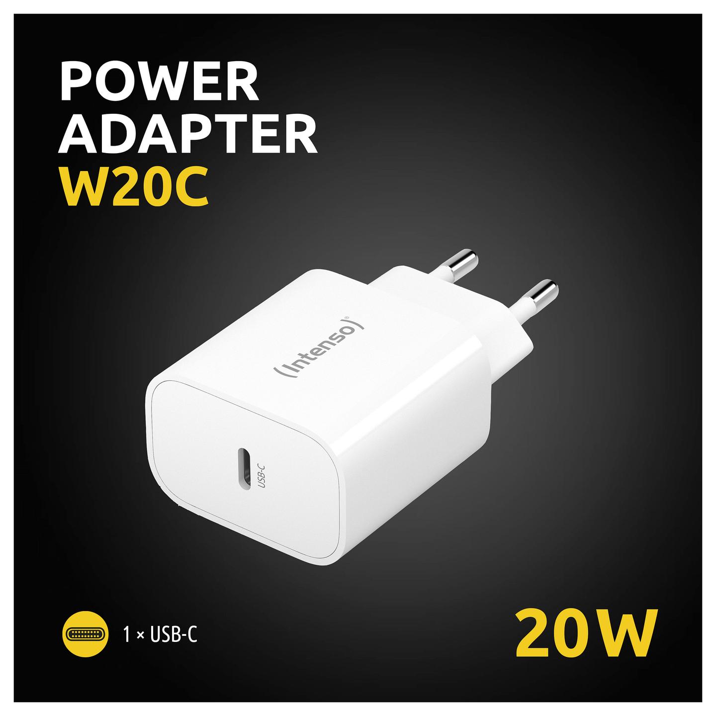 Adapter Intenso W20C / USB-C / 20W / Power Delivery 3.0 / PPS / Quick Charge 4.0 - Bardhë - 2