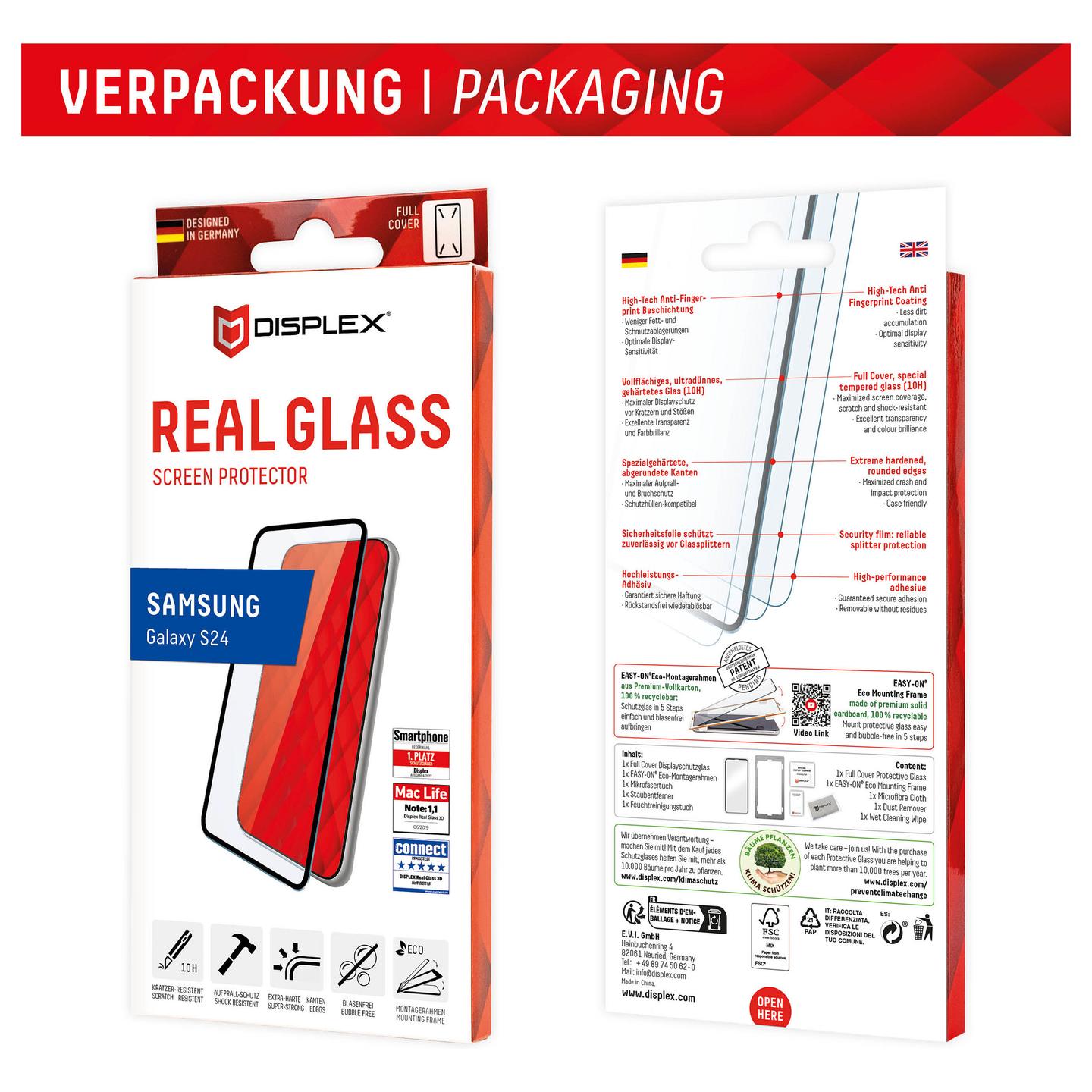 Mbrojtëse Ekrani DISPLEX Premium Glass / Full Cover / 10H / EASY-ON Eco / Samsung Galaxy S24 / S25 - 5