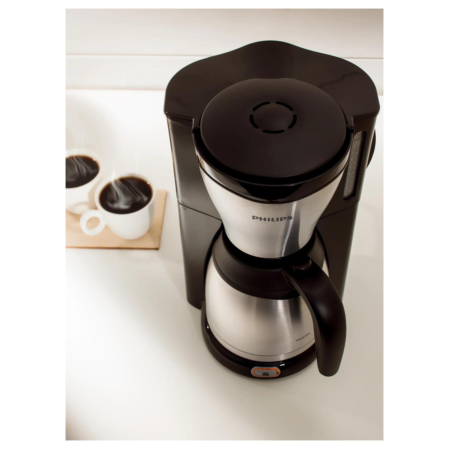 Aparat për Kafe me Filtër Philips Café Gaia HD7546/20, 1000 W, Kapacitet 1.2 L, Kanë Termike – Zezë/Argjend - 4