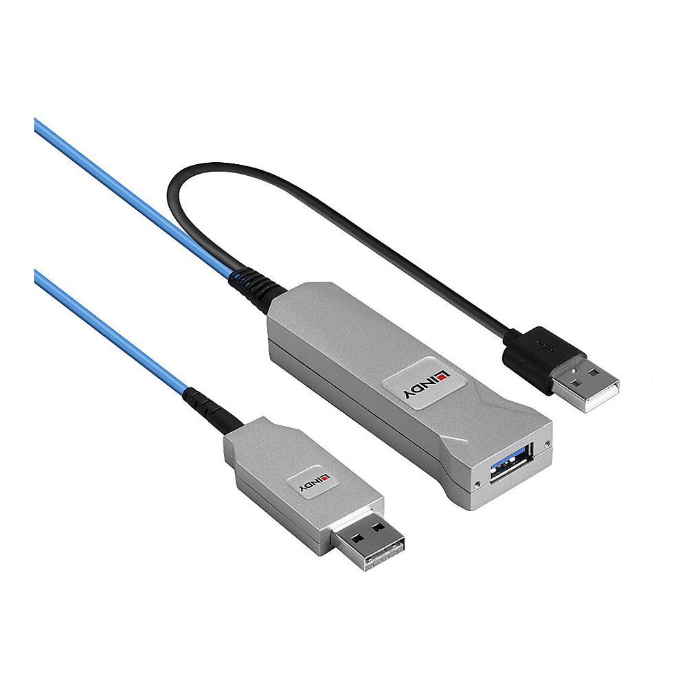 Kabllo USB Lindy 43345 / USB 3.2 Gen 1 / Type-A Mashkull në Type-A Femër / Fibër Optike / 30m / 5Gbps – Blu - 3