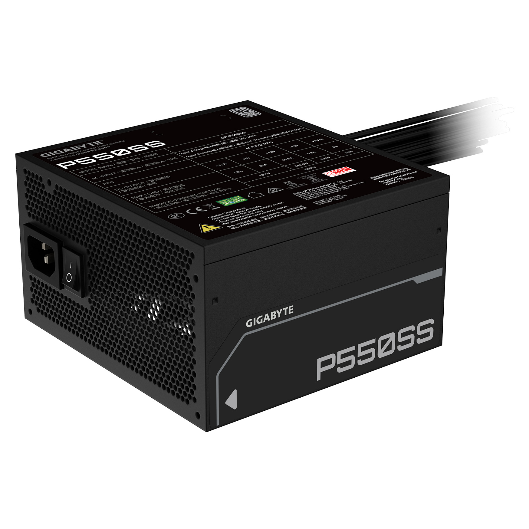 Furnizues Energjie Gigabyte P550SS / 550W / ATX / 80 PLUS Standard / Non-Modular - Zezë - 5