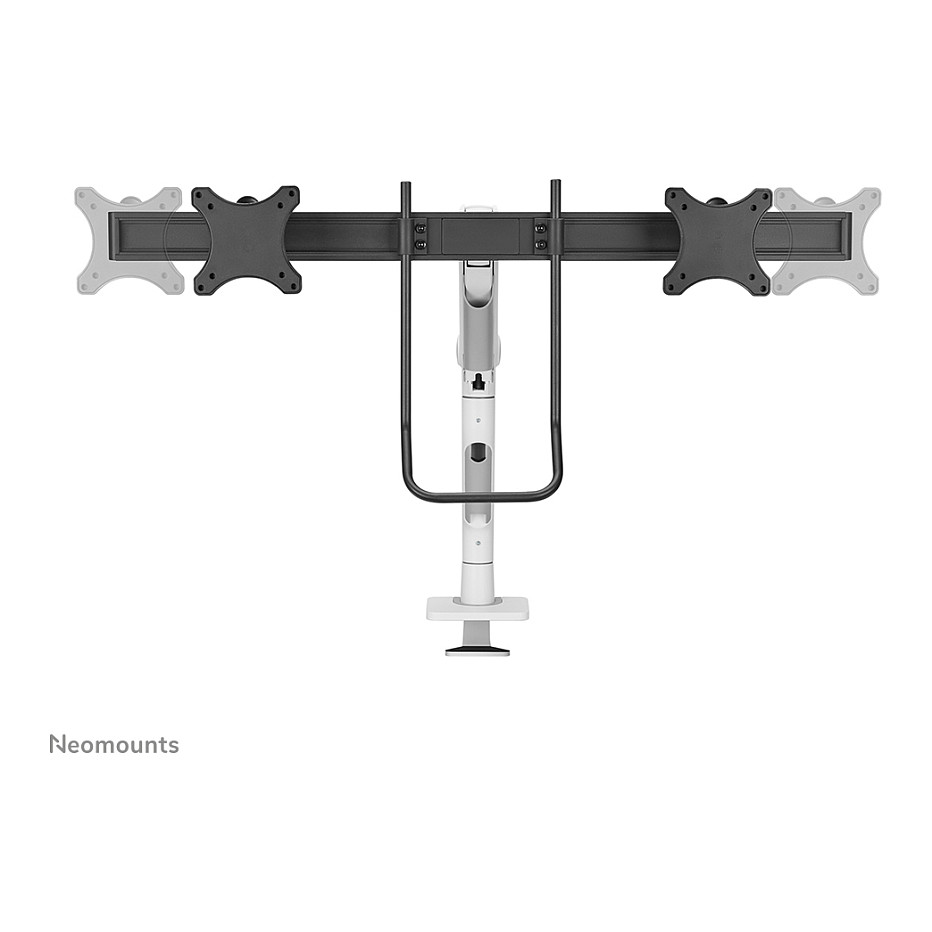 Mbajtëse për Monitor Neomounts / 2 Monitorë / 17"-32" / 8kg për Monitor / VESA 75x75-100x100 / Full Motion / Gas Spring / Tavolinë - Bardhë - 8