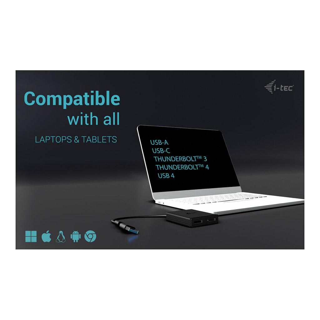Adapter Video i-tec CADUAL4KDP, USB-A/USB-C, 2x DisplayPort, 4K/60Hz, 2 Monitorë - Zezë - 5