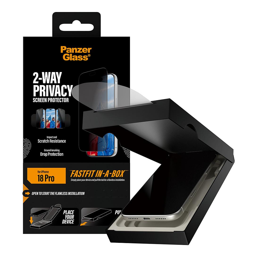 Mbrojtës Ekrani PanzerGlass 2-Way Privacy / iPhone 17, 16 Pro / Xham i Temperuar / Privacy 2-Kahësh / Ultra-Wide FastFit - Transparente - 6