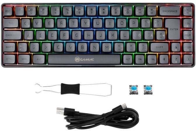 Tastierë Gaming GAMIAC TKL69G SF 65% / Mekanike / Kailh Blue Switches / RGB / USB-C - Zezë/Gri - 2