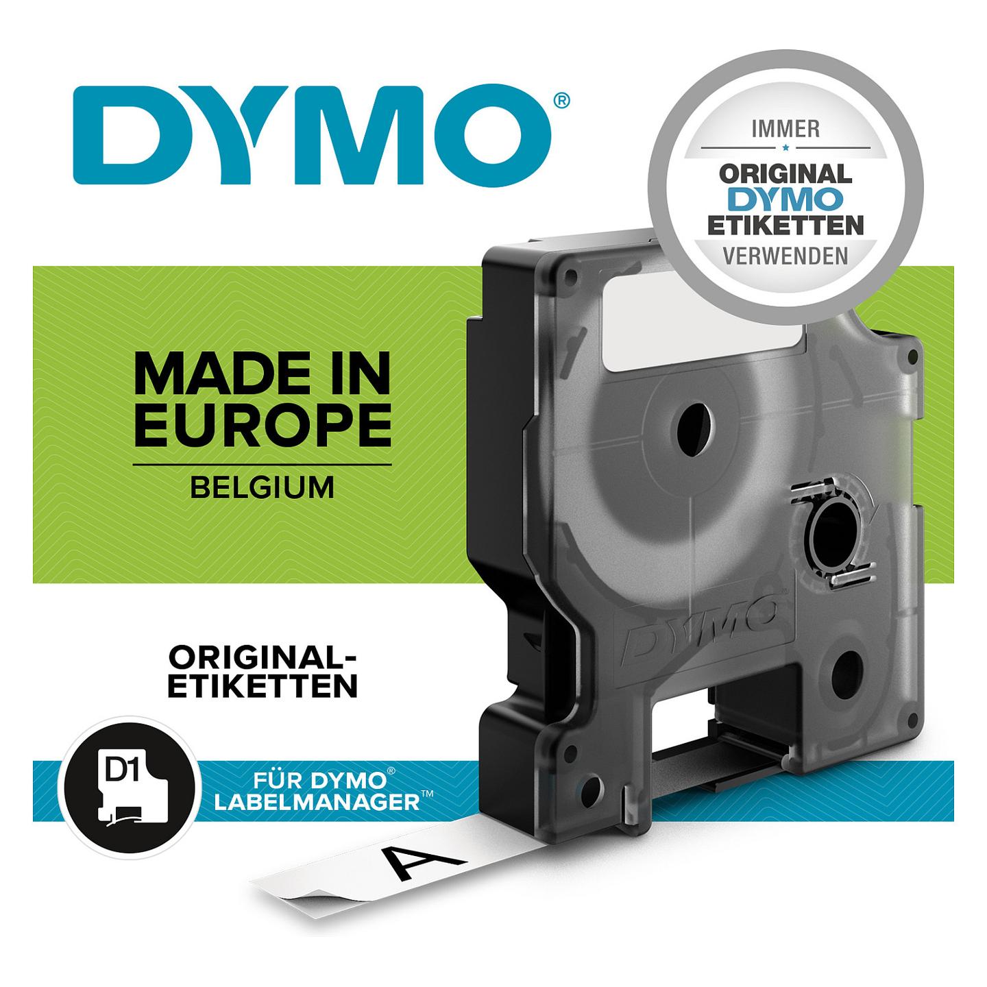 Shirit për Printer DYMO D1 / 12 mm × 7 m - Zezë mbi Gjelbër - 15