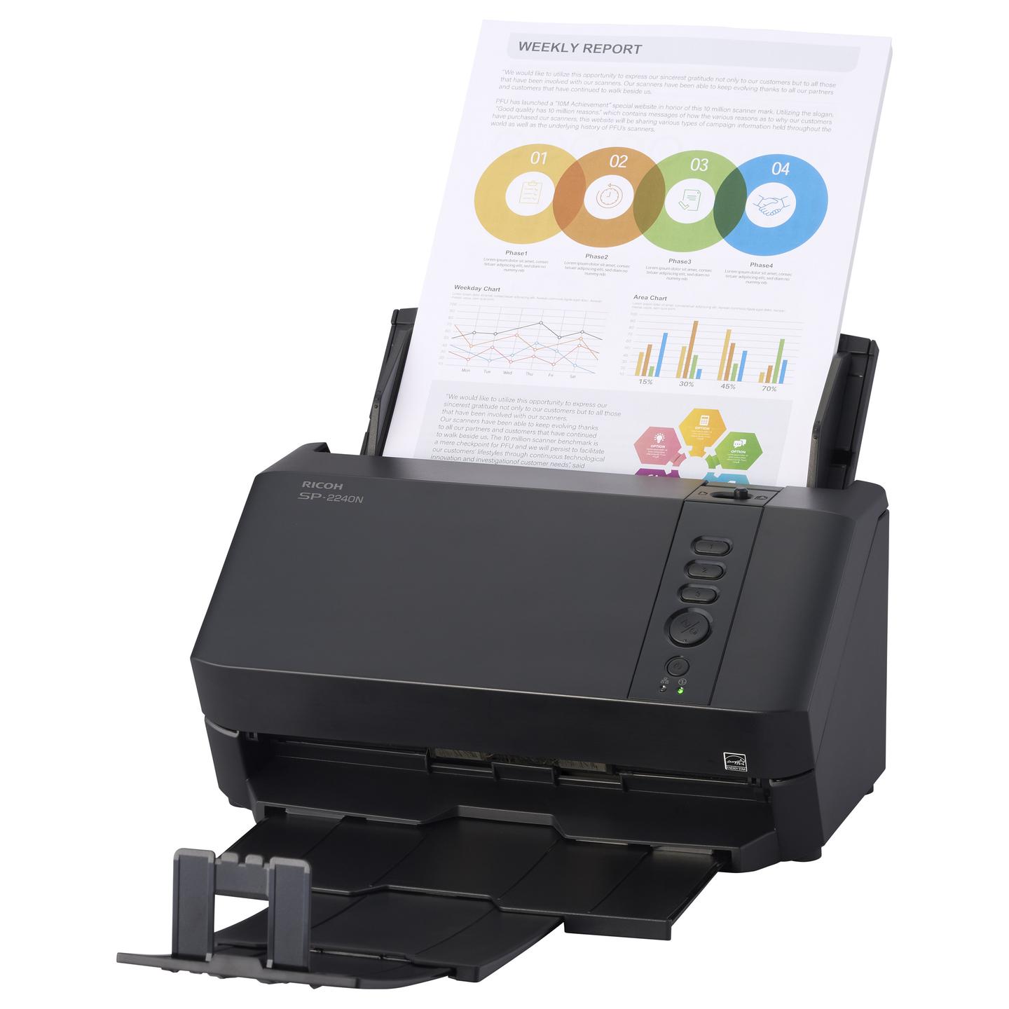 Skaner RICOH SP-2240N / A4 / Duplex / 600 DPI / 40 ppm / 80 ipm / ADF 80 Fletë / USB 3.2 / Ethernet - Zezë - 5