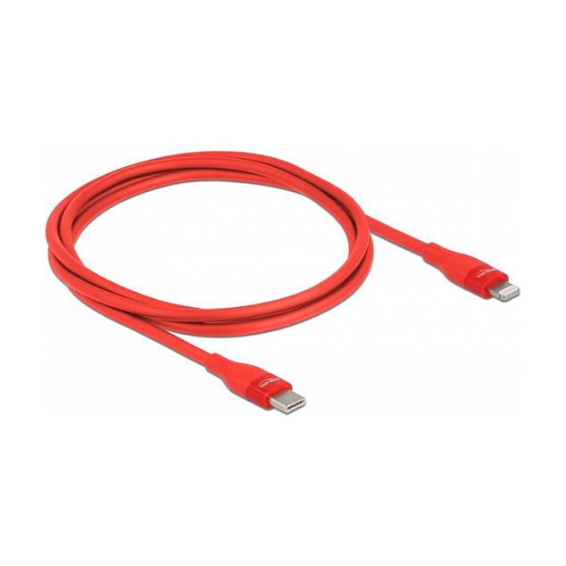 Kabllo USB DeLOCK 86634, USB Type-C mashkull në Lightning mashkull, certifikim MFi, USB 2.0, 1 m - Kuqe