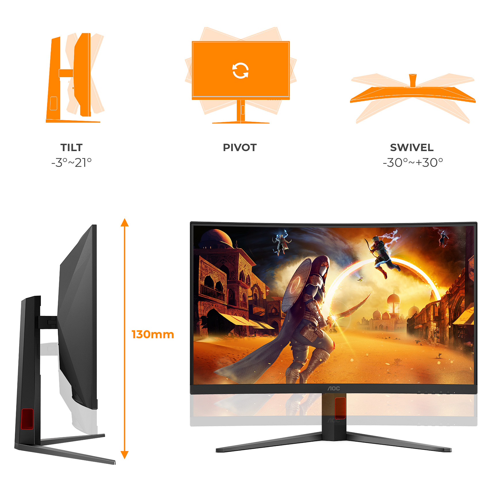 Monitor Gaming AOC G4 C32G4Z / 31.5" / Full HD VA Curved / 180Hz / 4ms / Speakers - Zezë+Kuqe - 4