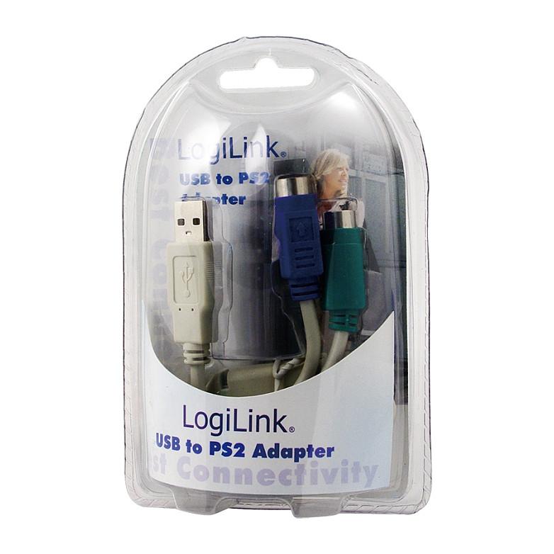 Kabllo USB LogiLink AU0004A / USB-A në 2× PS/2 / 0.2 m - Gri - 3