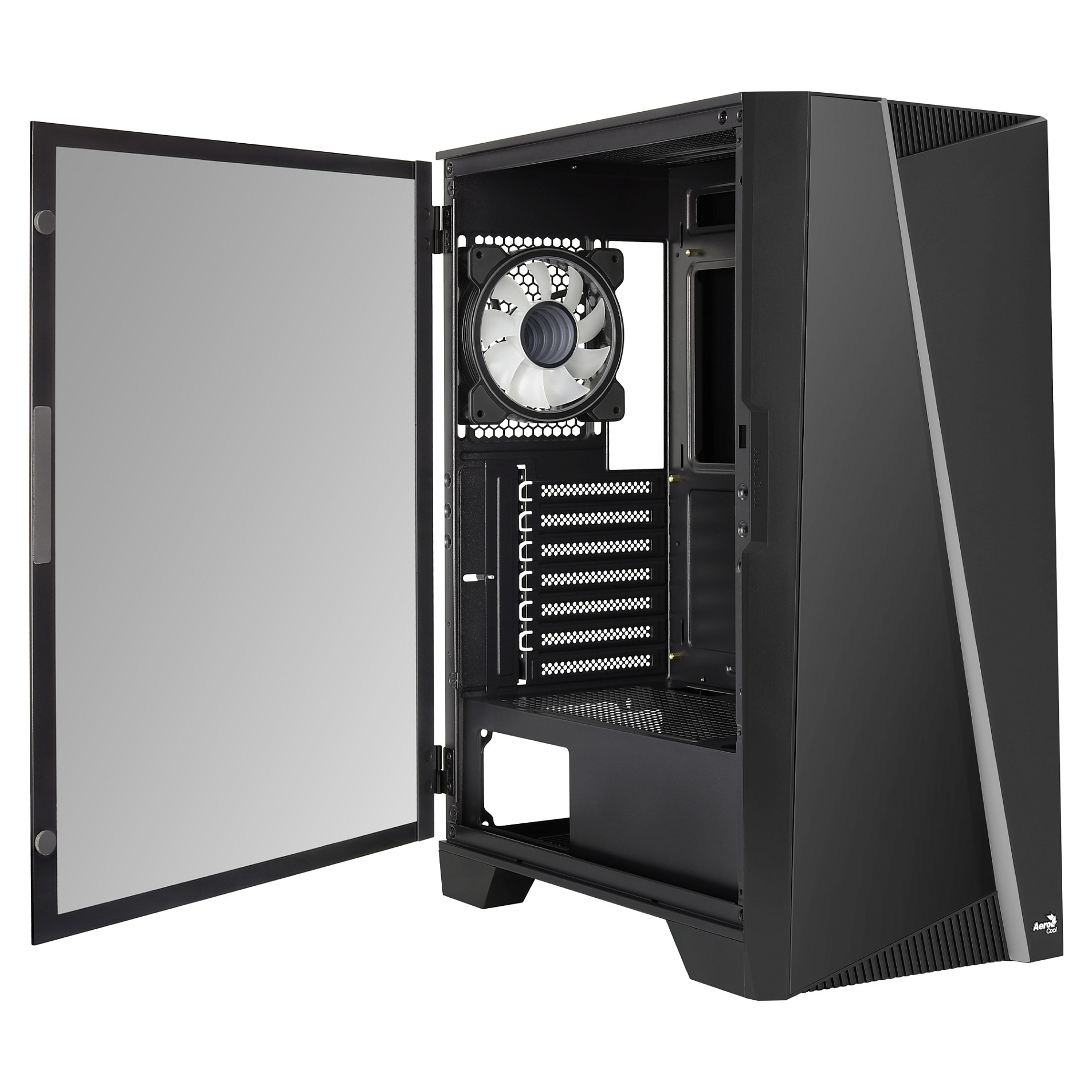 Kasë PC Aerocool Mirage / Midi Tower / ATX / 1x 120mm ARGB Fan / Tempered Glass - Zezë - 9
