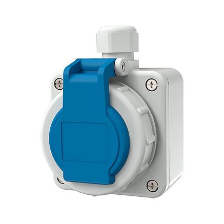 Prizë Muri MENNEKES 10863, SCHUKO, 16A, 230V, IP68 - Blu/Gri