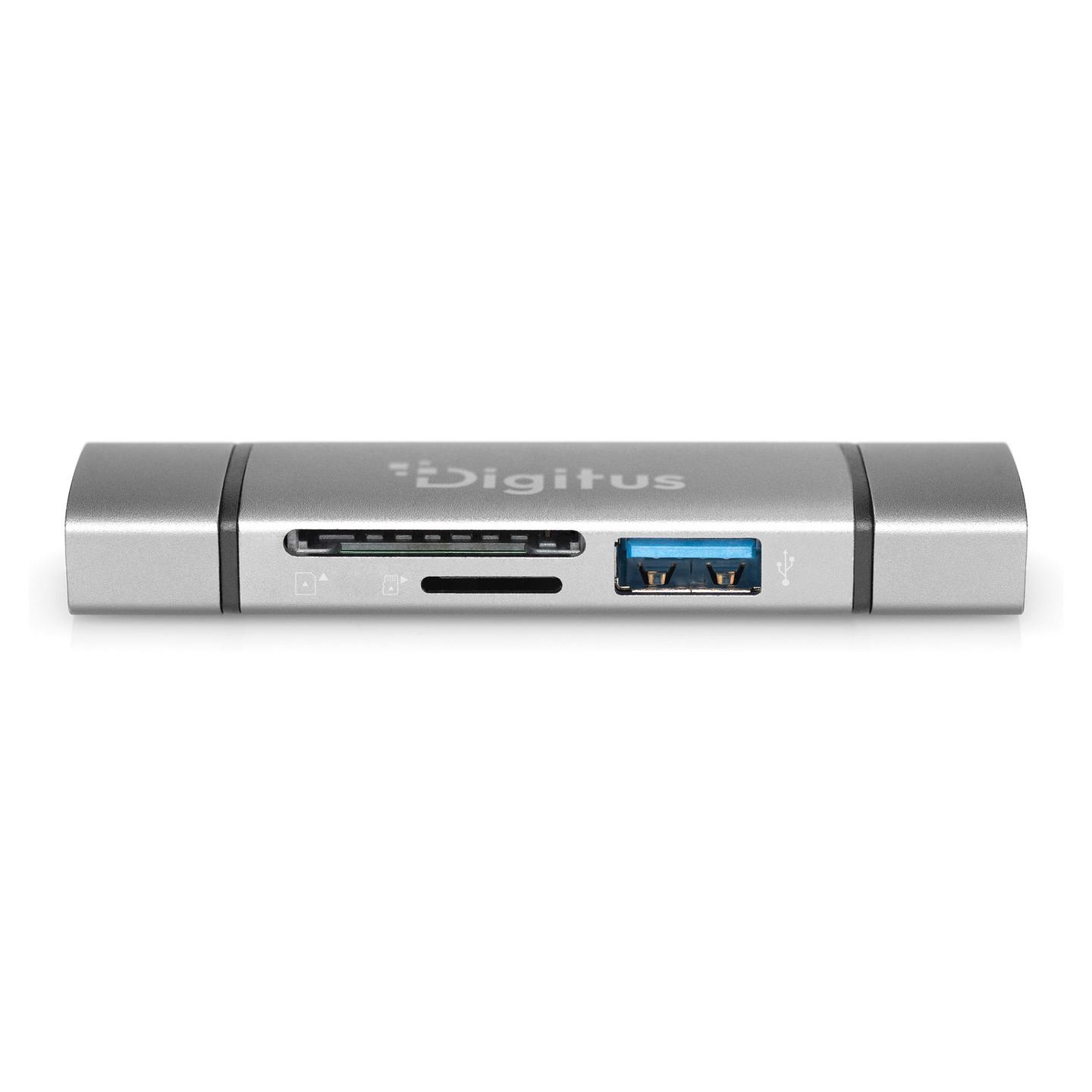 Lexues Kartelash DIGITUS DA-70886 / SD / microSD / USB 3.2 Gen 1 / USB-A / USB-C / OTG / 5 Gbit/s - Alumin - 8