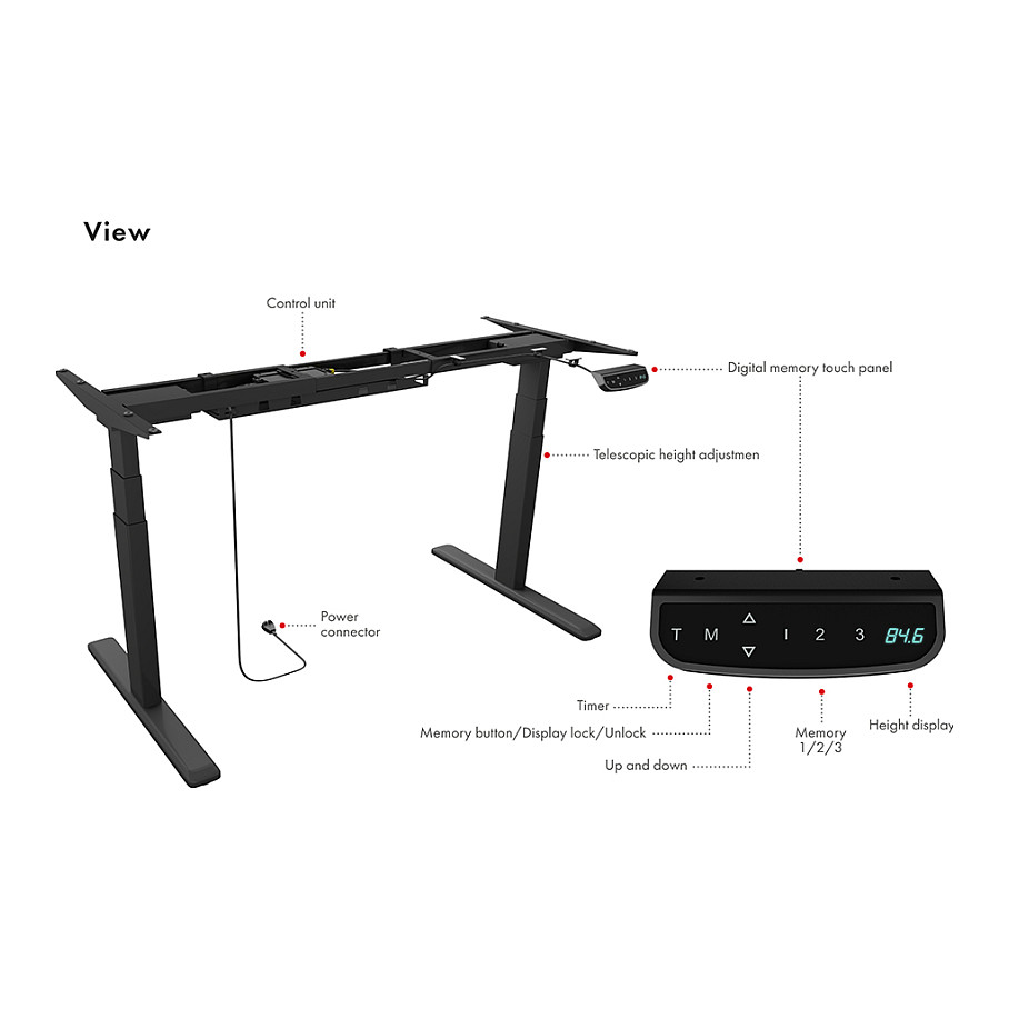 Tavolinë Pune ICY BOX IB-EW205B-T / 100–170 x 62 cm / Elektrike / 125 kg - 8