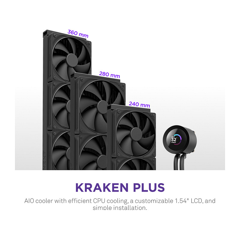 Ftohës për Procesor NZXT Kraken Plus 240 / 240mm / AIO / LCD - Zezë - 2