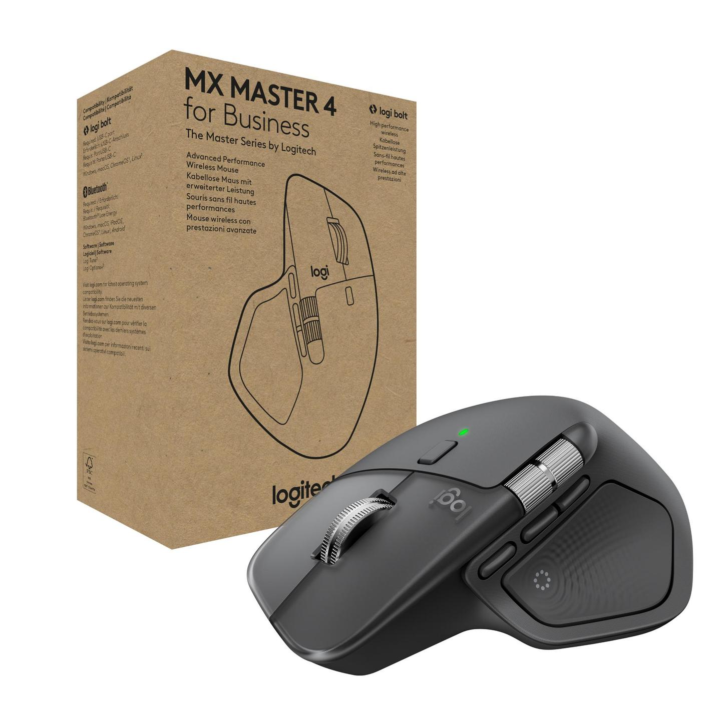 Maus pa Kabllo Logitech MX Master 4 for Business / 910-007617 / Darkfield / 8000 DPI / Bluetooth + Logi Bolt – Zezë