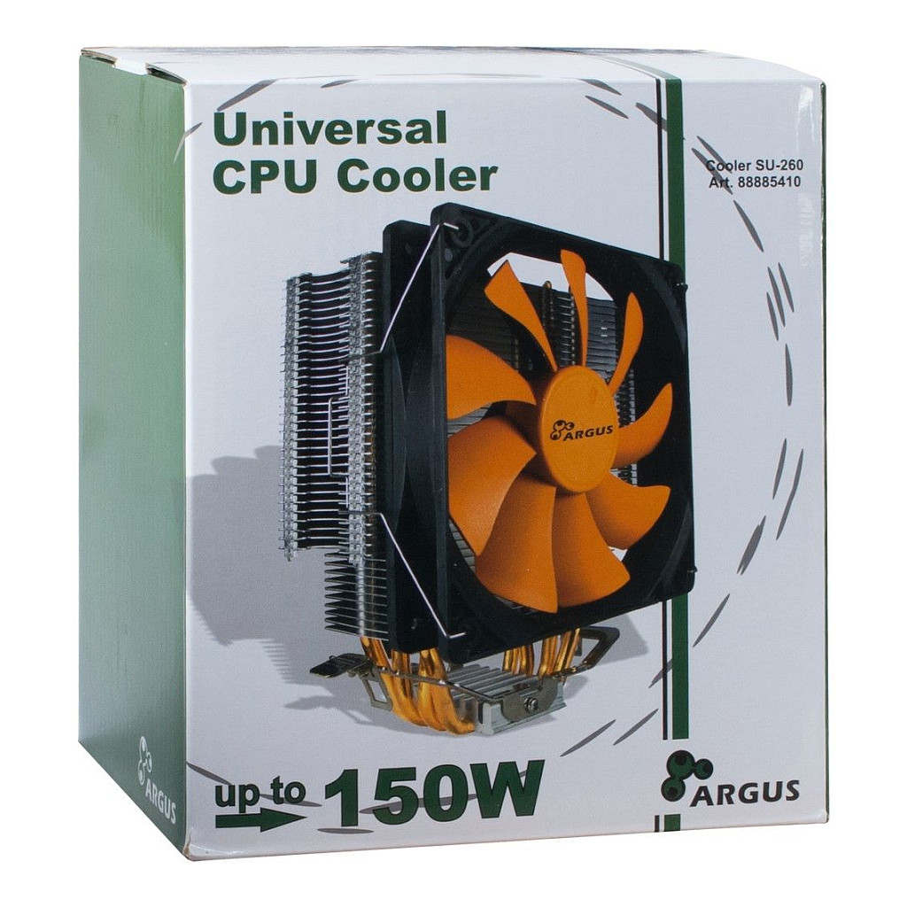 Ftohës për Procesor Inter-Tech Argus SU-260 / 150W TDP / 120mm PWM Fan / 4 Heatpipe / LGA775/115x/1366 / AM2/AM3/AM4/FM – Zezë - 3