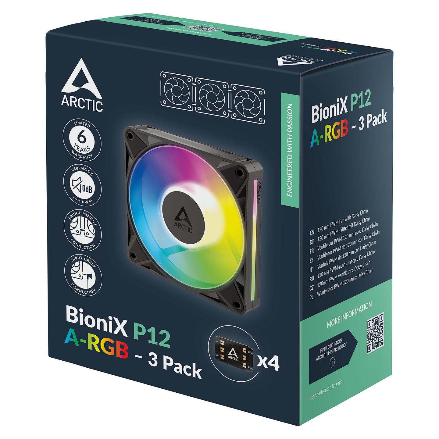 Ftohës për Kasë ARCTIC BioniX P12 A-RGB, 3x120mm, PWM, 3000 RPM, 76 CFM, A-RGB - Zezë - 10