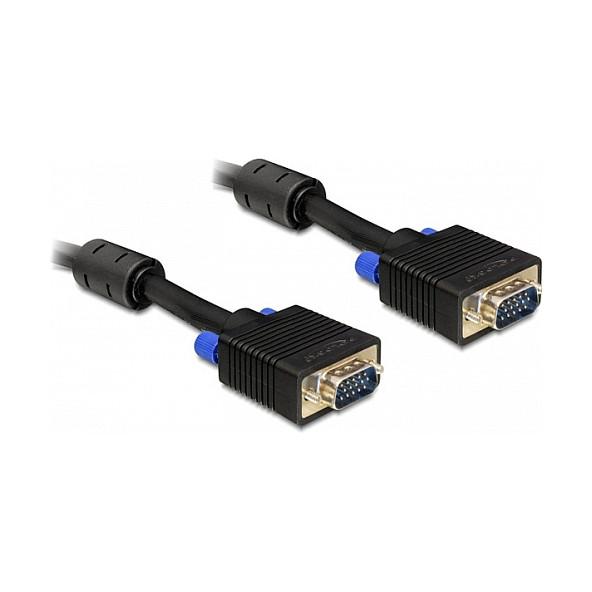 Kabllo VGA DeLOCK 82562 / VGA 15-pin Male në VGA 15-pin Male / 20 m - Zezë