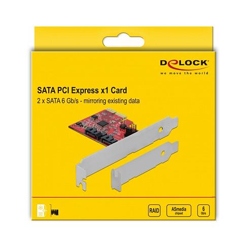 Kartë Zgjerimi PCI Express Delock 90406 / PCIe 2.0 x2 / 2x SATA 6Gbps / RAID 1 / Asmedia ASM1062R / Low Profile - 5