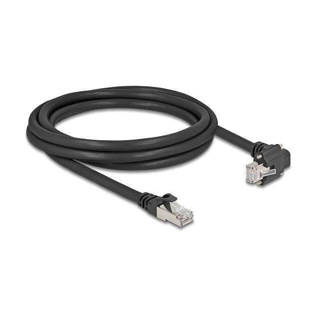 Kabllo për Rrjet DeLOCK 80922, RJ45 mashkull 90° me vida në RJ45 mashkull, Cat.6 S/FTP, GigE Camera, 2 m - Zezë - 2