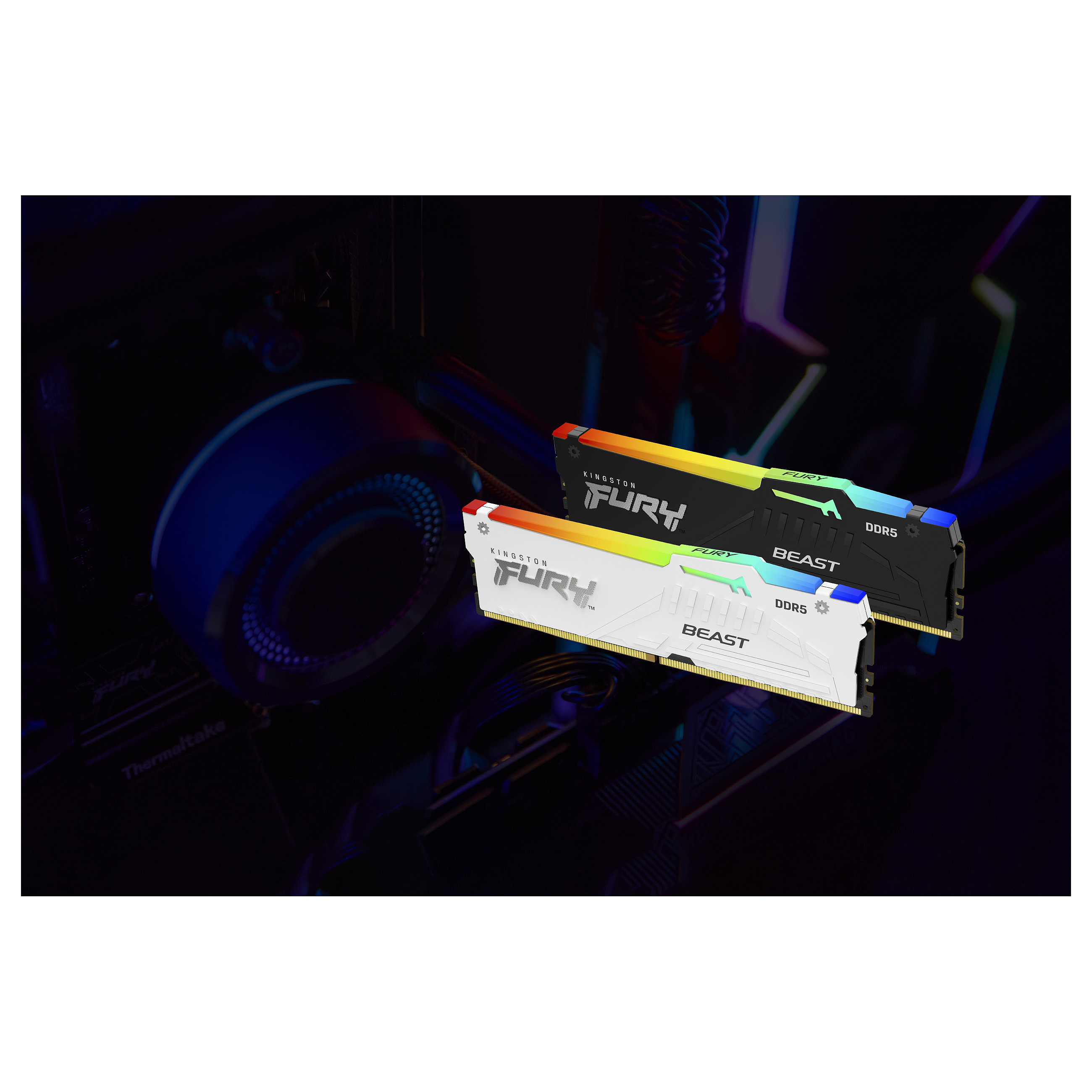 RAM Memorie DDR5 Kingston FURY Beast RGB / 16GB / DIMM / 6400MT/s / CL32 / ECC - Zezë - 9