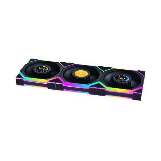 Ftohës për Kasë Lian Li UNI FAN SL Wireless LCD 120 / 120mm / 350-1900 RPM / LCD / ARGB / PWM / Reverse / 3-Pack – Zezë - 3