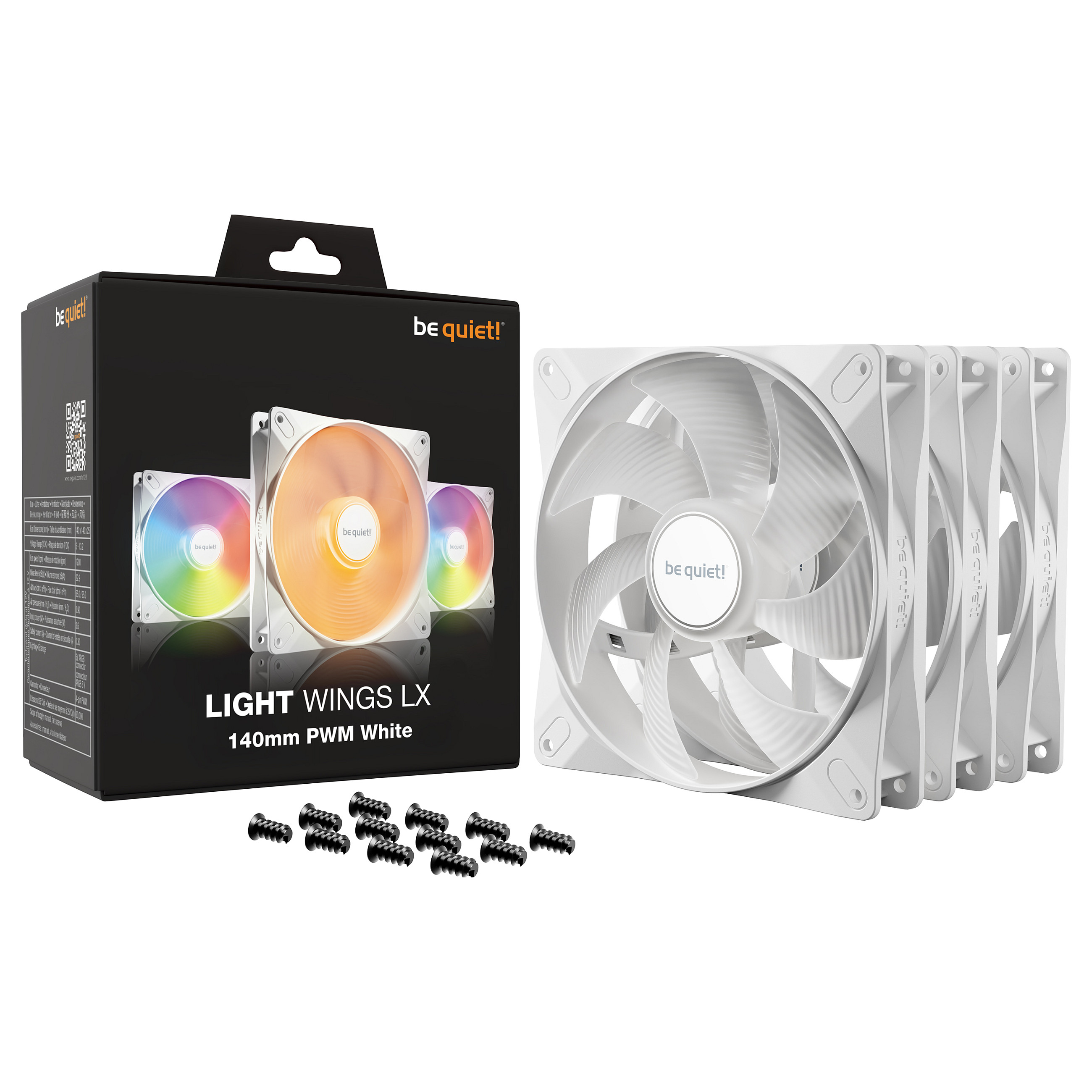Ftohës për Kasë be quiet! Light Wings LX / ARGB / 140mm / 1200 RPM / PWM / 3-Pack – Bardhë - 5