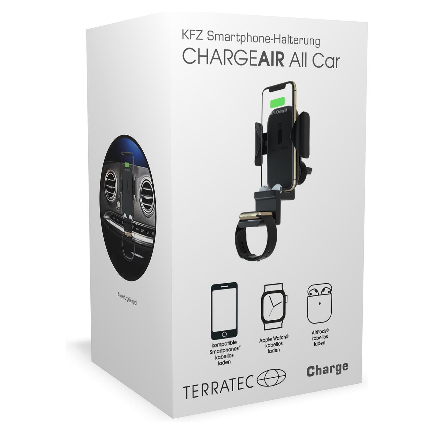 Mbajtës Telefoni për Veturë TerraTec ChargeAir All Car / Mbajtëse aktive / Karikim pa tela 10W / Apple Watch 2W / AirPods 1W - Zezë - 5