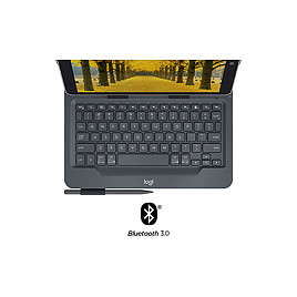 Tastierë për Tablet Logitech Universal Folio / 9–10" / Bluetooth 3.0 / AZERTY (FR) / 78 Taste / 4-Pikësh Grip / Mbajtëse Stilolapsi – Zezë - 17