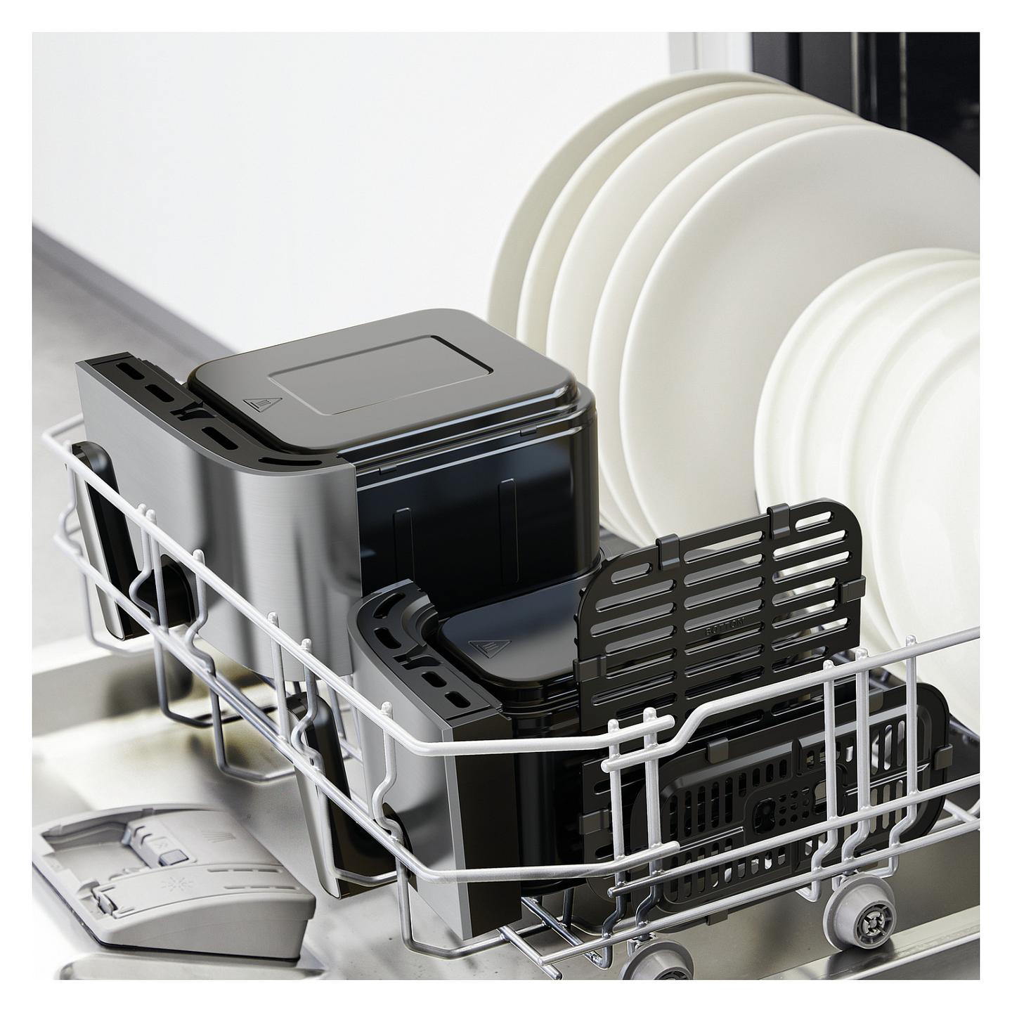 Fryer Tefal Dual Easy Fry & Grill / EY905D / 8.3L / 2700W / 2 Sirtarë / 8 Programe / 40–200°C / Grill / Sync / Touch Panel – Argjend/Zezë - 15