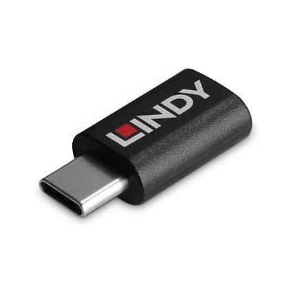 Adapter USB LINDY 71265, USB 3.2 Gen 1, USB-C Mashkull në USB-C Femër, Data Blocker, 100W - Zezë - 5