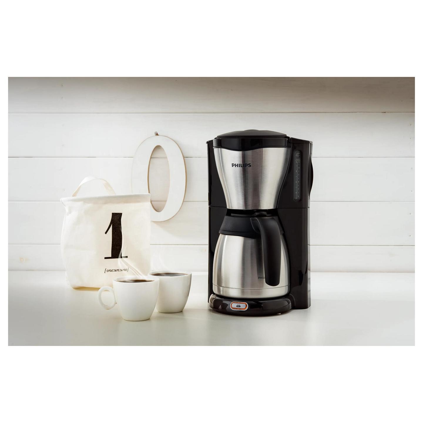 Aparat për Kafe me Filtër Philips Café Gaia HD7546/20, 1000 W, Kapacitet 1.2 L, Kanë Termike – Zezë/Argjend - 9