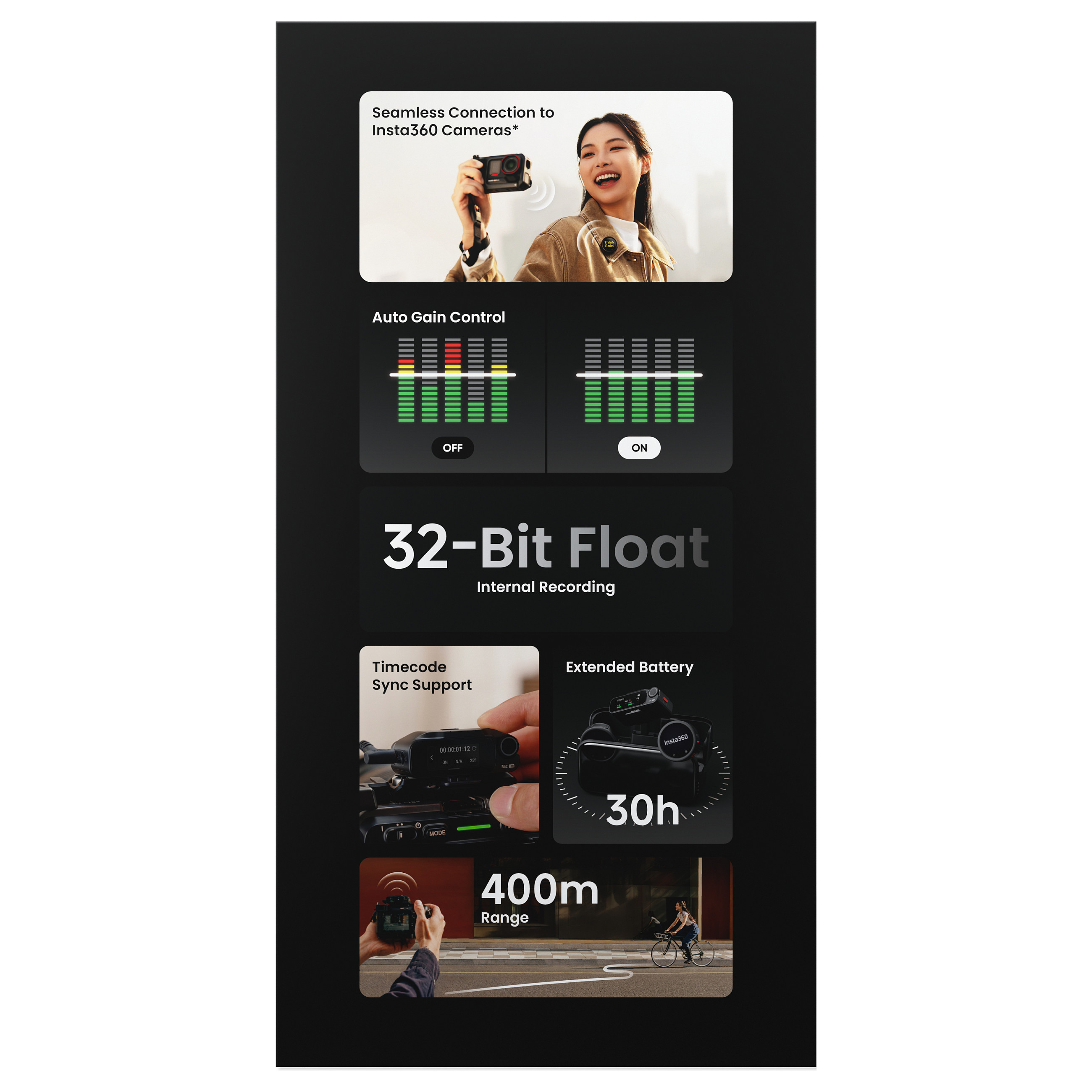 Aksesorë Audio Insta360 Mic Pro / Wireless / USB-C - Zezë - 5