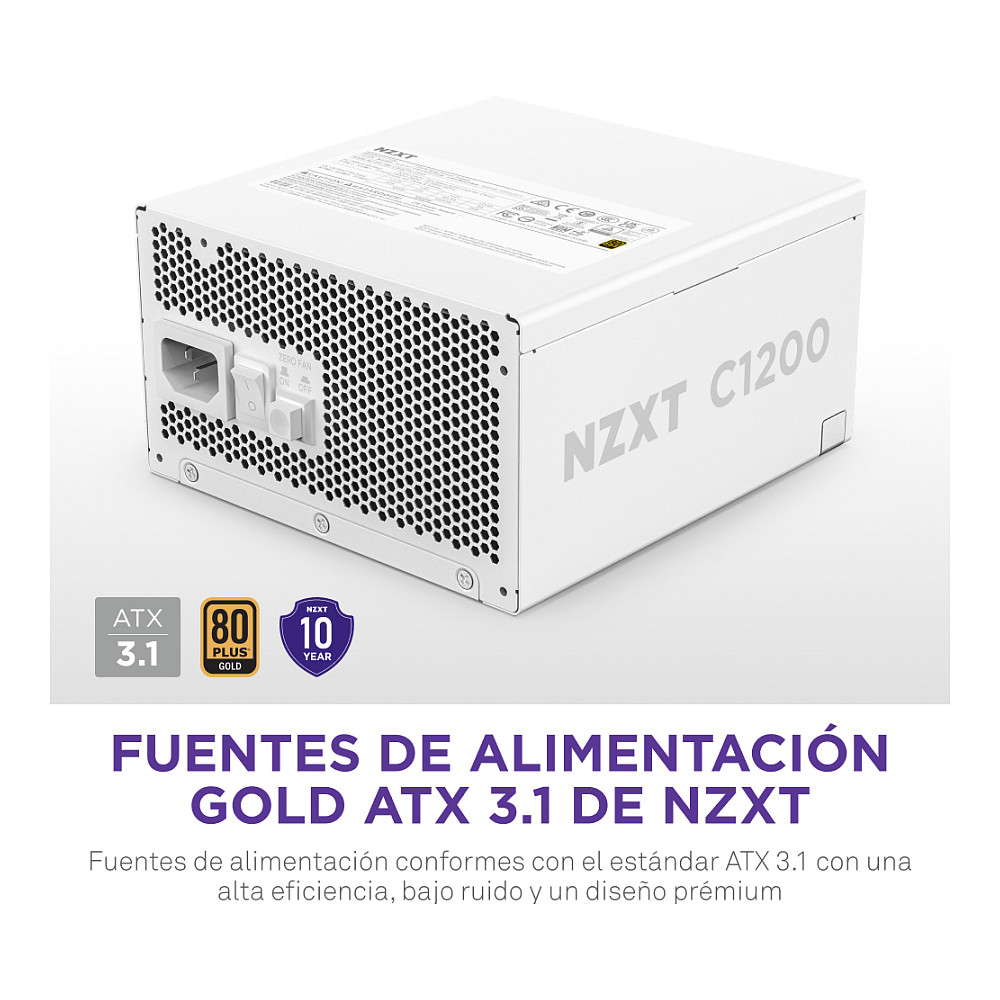 Furnizues Energjie NZXT C1200 Gold / 1200W / ATX 3.1 / 80 PLUS Gold / 24-pin ATX / Aktiv / Fully Modular - Bardhë - 7