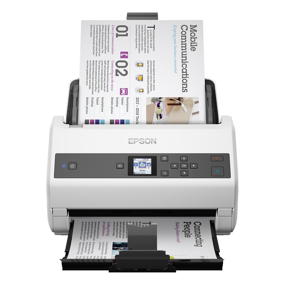 Skaner Epson WorkForce DS-970 / A4 / CIS / 600 × 600 DPI / Duplex / 85 ppm / 170 ipm / ADF 100 Fletë / USB 3.2 / Ethernet - Bardhë/Zezë - 10