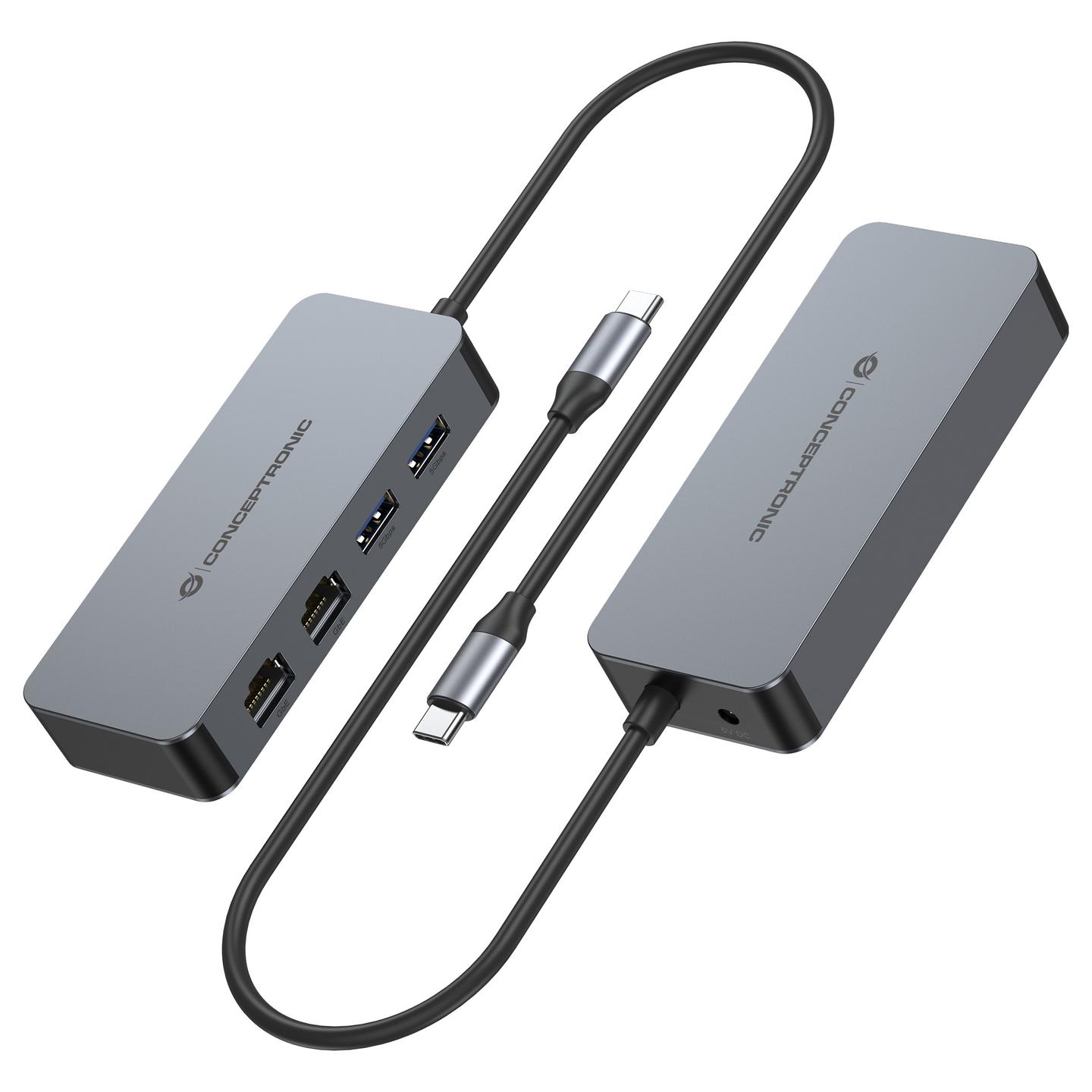 Adapter Conceptronic ABBY24G, USB-C, 2x RJ45 Gigabit, 2x USB-A 3.2 Gen 1, 5Gbps - Hiri - 3