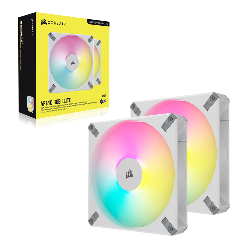 Ftohës për Kasë Corsair iCUE AF140 RGB ELITE / 140mm / 500-1700 RPM / RGB / PWM / 2-Pack – Bardhë - 2