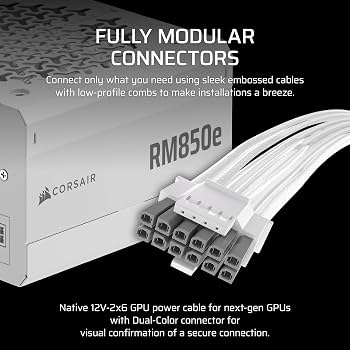 Furnizues Energjie Corsair RM850e / 850W / Cybenetics Platinum / ATX 3.1 / PCIe 5.1 / Fully Modular - Bardhë - 4