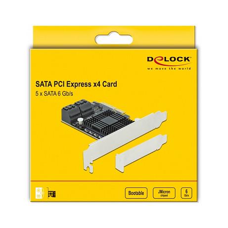 Kartë Zgjerimi PCI Express Delock 90498 / PCIe 3.0 x4 / 5x SATA 6Gbps / JMicron JMB585 / Low Profile - 4